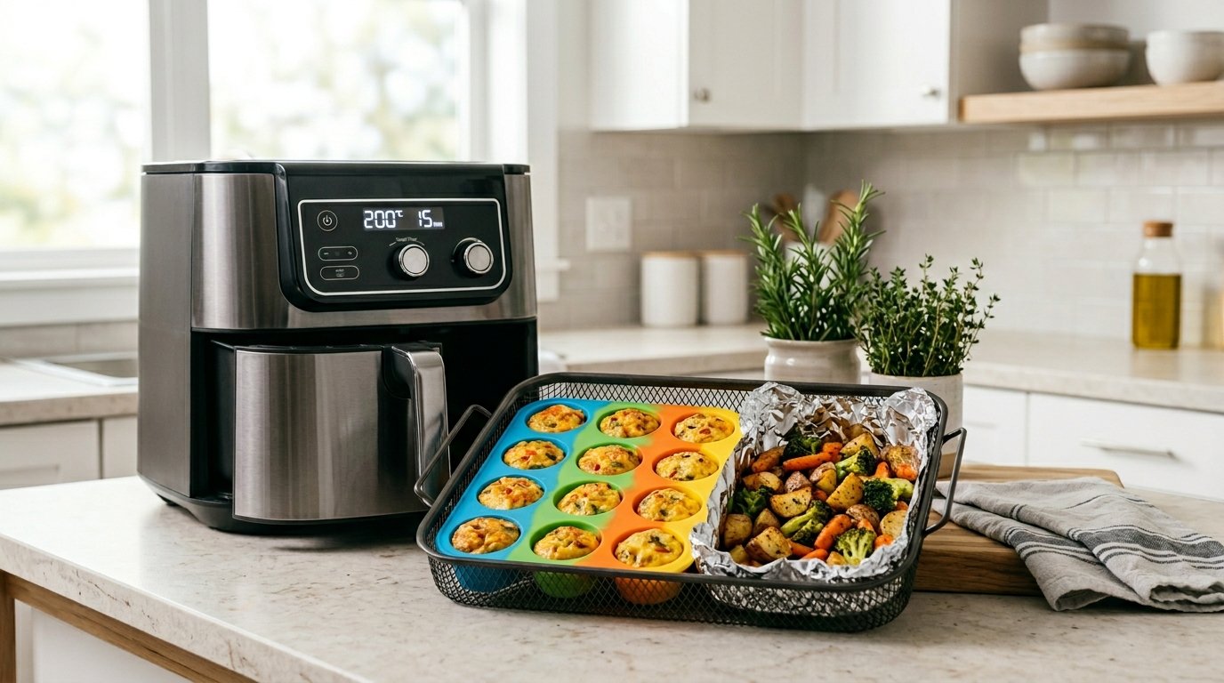 Posso colocar papel alumínio ou forminha de silicone na airfryer? O que é seguro usar